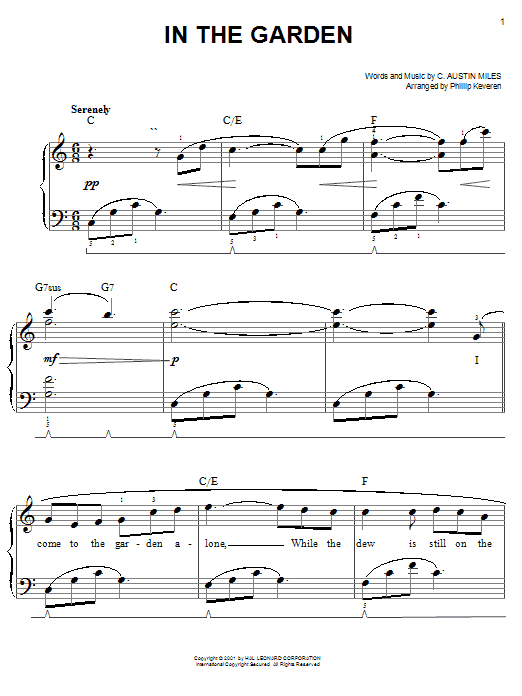 C. Austin Miles In The Garden Sheet Music Notes & Chords for Easy Piano - Download or Print PDF