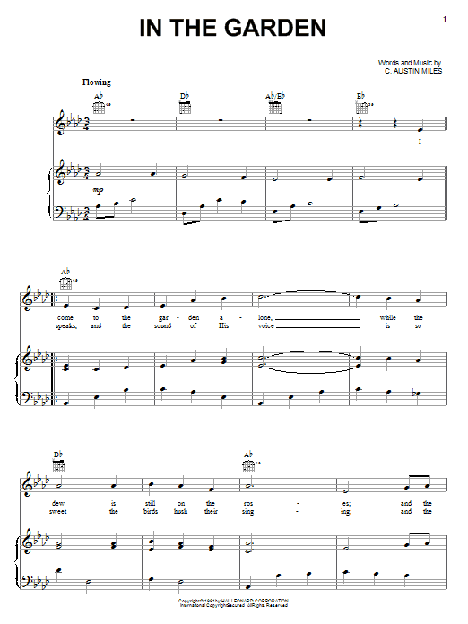 C. Austin Miles In The Garden Sheet Music Notes & Chords for Easy Piano - Download or Print PDF