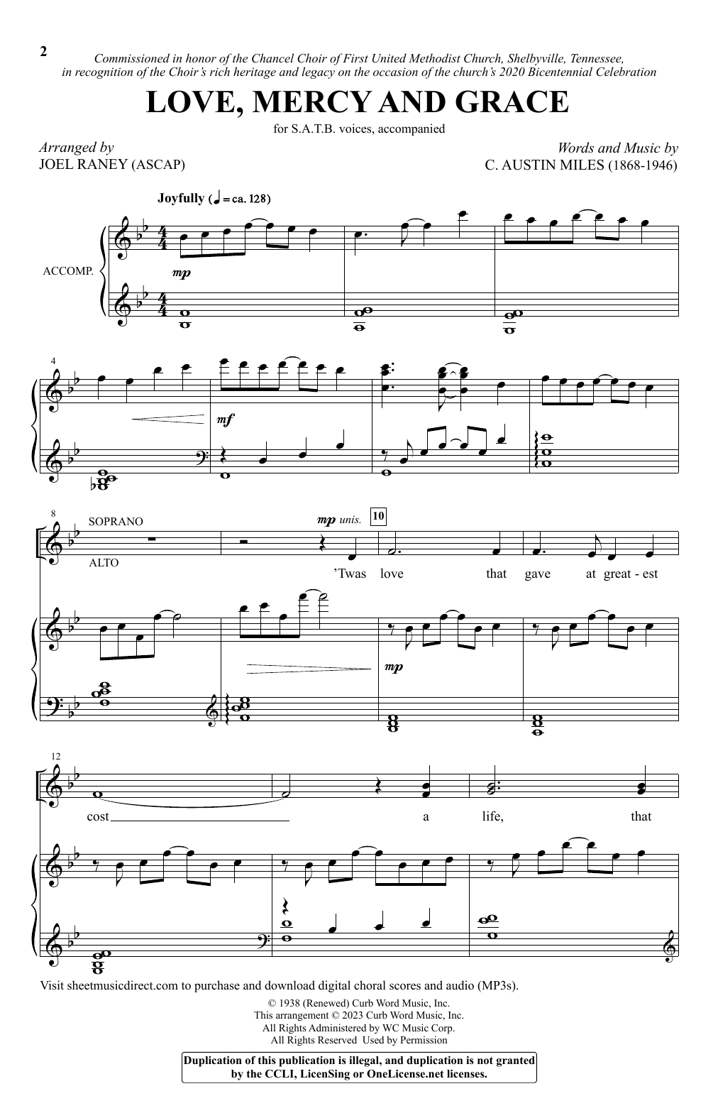 C. Austin Miles Love, Mercy and Grace (arr. Joel Raney) Sheet Music Notes & Chords for SATB Choir - Download or Print PDF