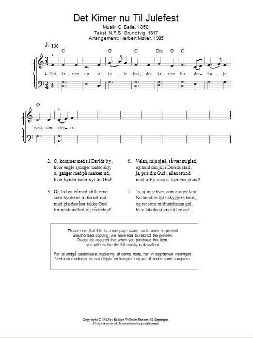 C. Balle Det Kimer Nu Til Julefest Sheet Music Notes & Chords for Piano - Download or Print PDF