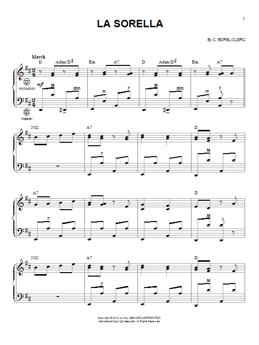 C. Borel-Clerc La Sorella Sheet Music Notes & Chords for Accordion - Download or Print PDF