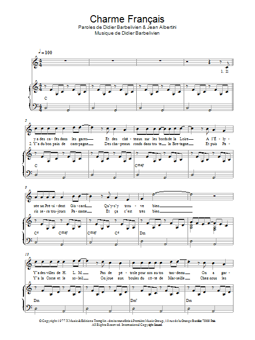 C. Jerome Charme Francais Sheet Music Notes & Chords for Piano & Vocal - Download or Print PDF