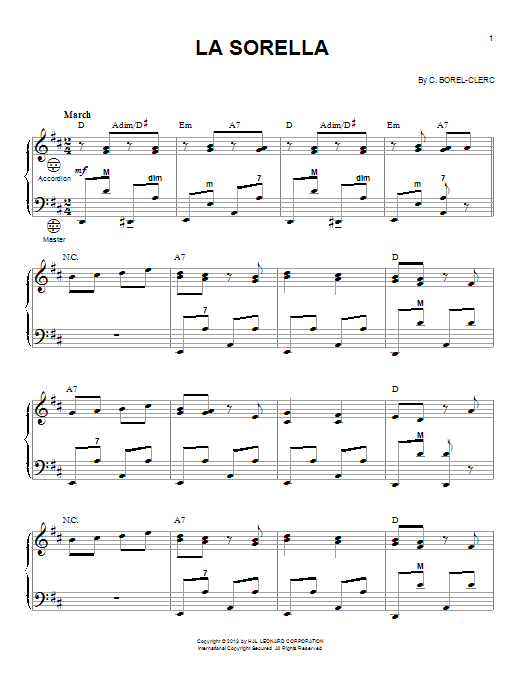 Preview C. Borel-Clerc La Sorella Classical sheet music, notes and chords for Accordion, SKU: 93945 La Sorella sheet music