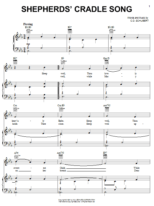 Preview C.D. Schubert Shepherd's Cradle Song Classical sheet music, notes and chords for Piano, Vocal & Guitar (Right-Hand Melody), SKU: 24537 sheet music, piano notes, chords, guitar tabs, score, transpose, transcribe, how to play, guide, download, learn, tutorial, progression, song, artist, awards, billboard, mtv, vh1, tour, single, album, release