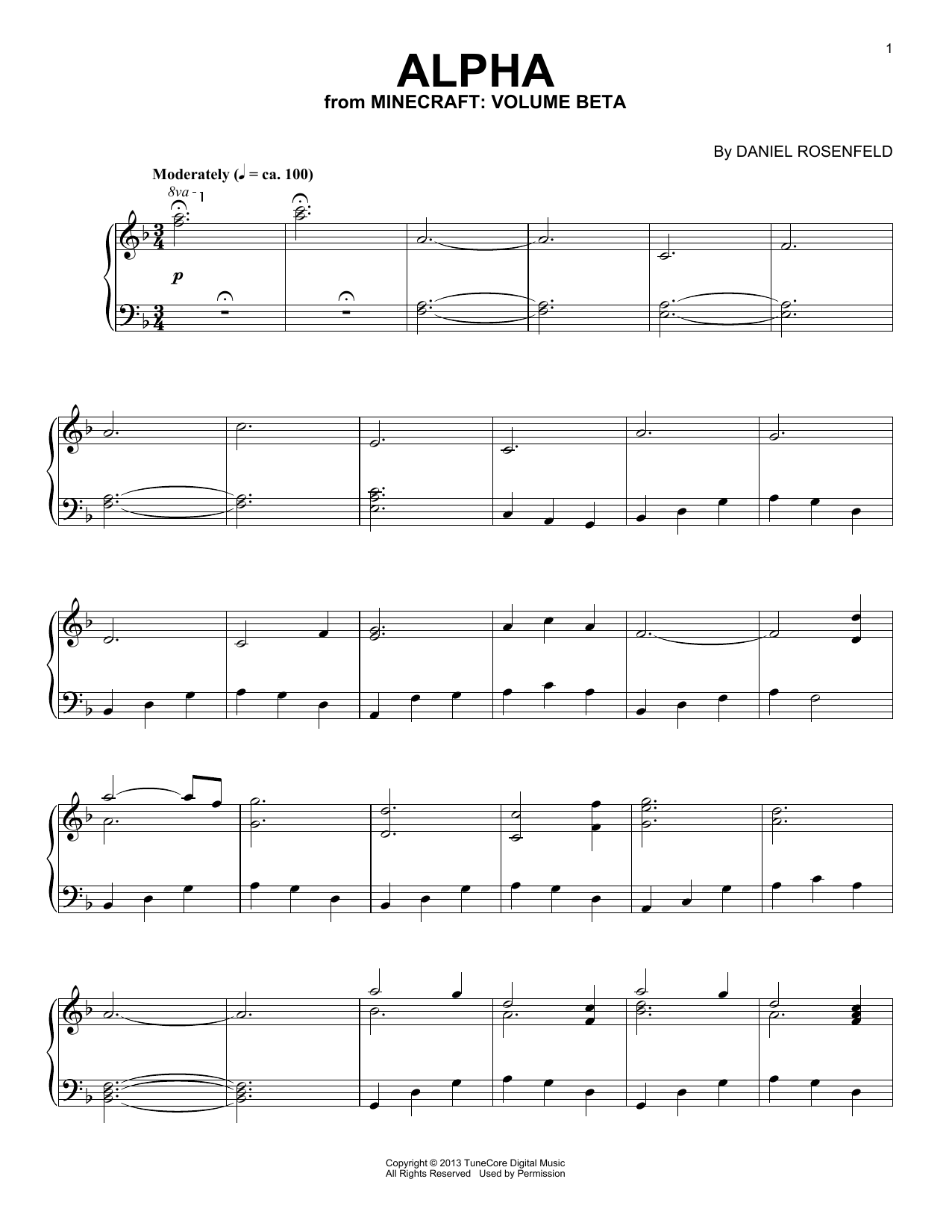 C418 Alpha (from Minecraft) Sheet Music Notes & Chords for Violin Solo - Download or Print PDF