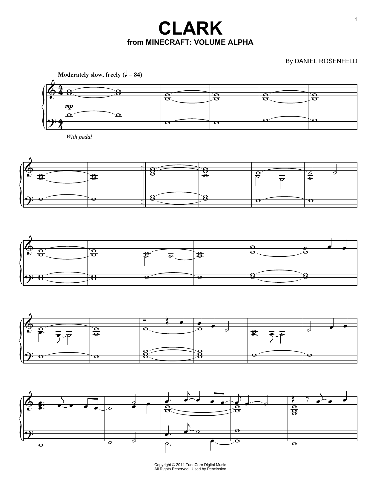 C418 Clark (from Minecraft) Sheet Music Notes & Chords for Easy Piano - Download or Print PDF