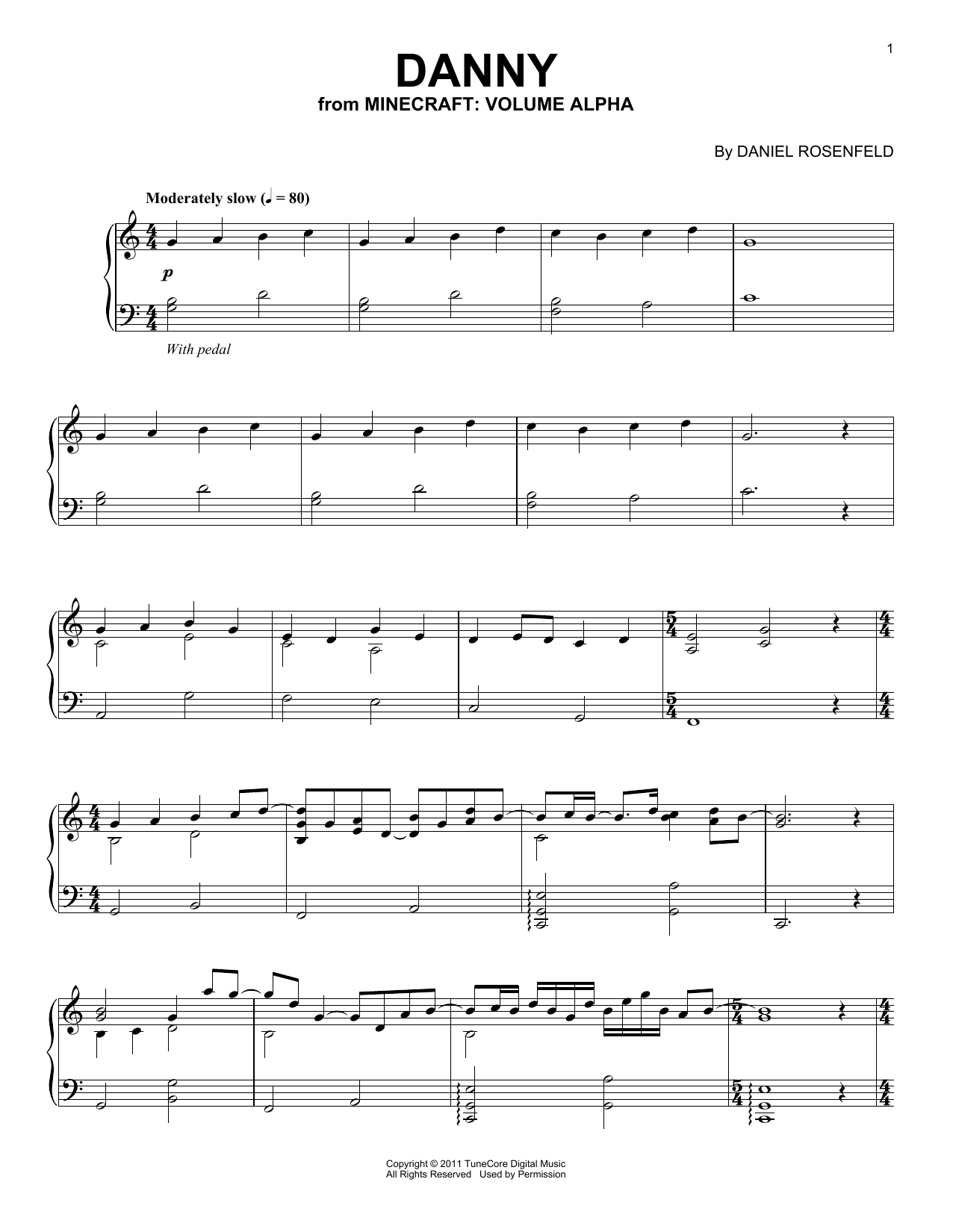 C418 Danny (from Minecraft) Sheet Music Notes & Chords for Easy Piano - Download or Print PDF