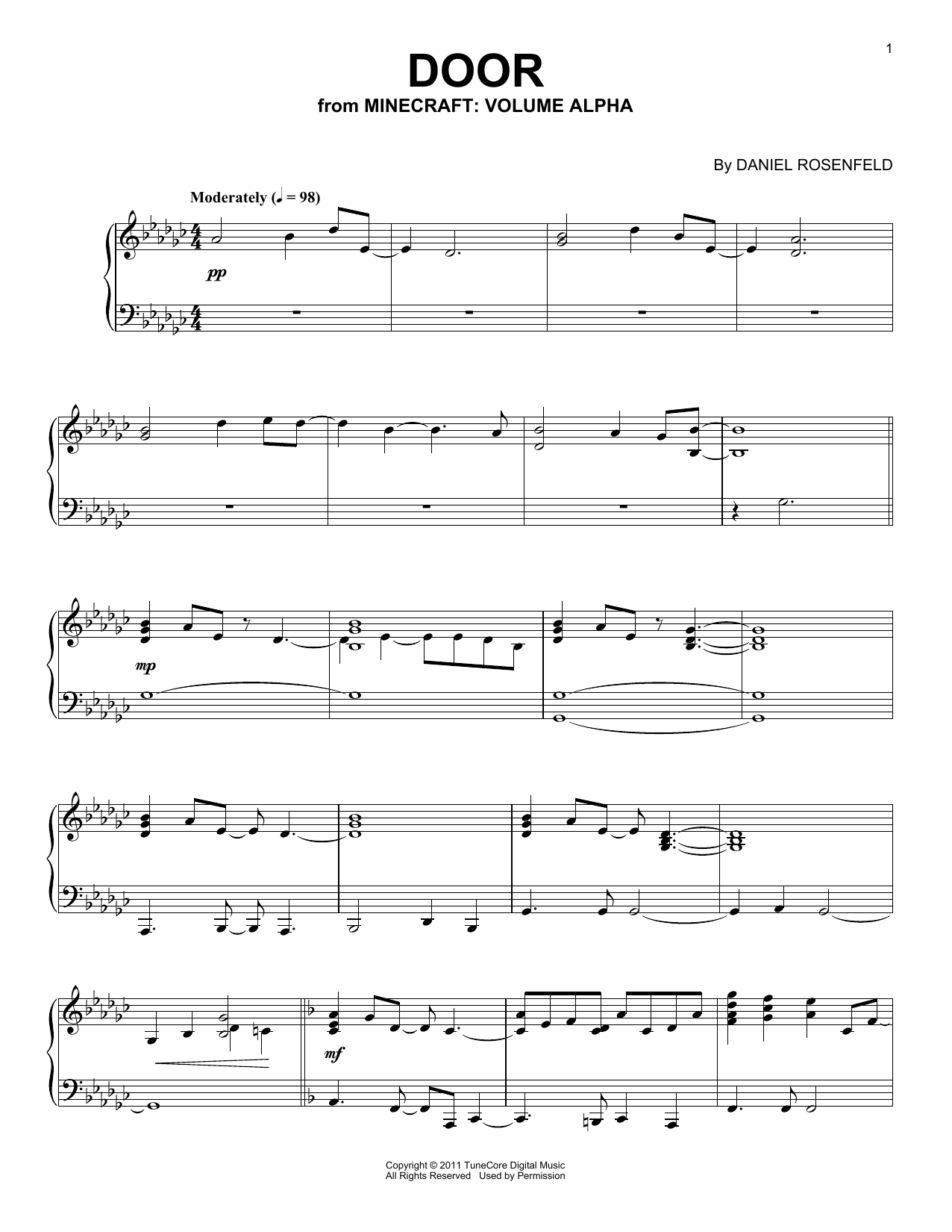 C418 Door (from Minecraft) Sheet Music Notes & Chords for Cello Solo - Download or Print PDF