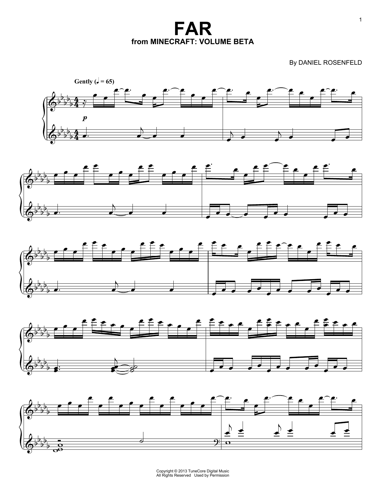 C418 Far (from Minecraft) Sheet Music Notes & Chords for Easy Piano - Download or Print PDF