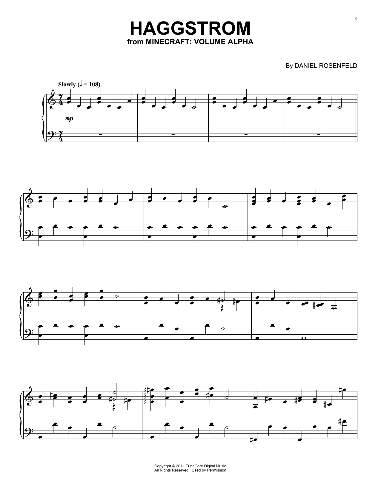 C418 Haggstrom (from Minecraft) Sheet Music Notes & Chords for Trombone Solo - Download or Print PDF