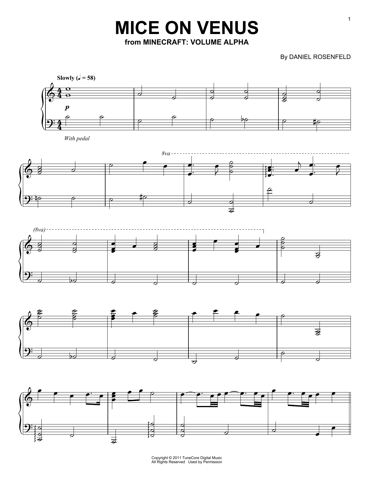 C418 Mice On Venus (from Minecraft) Sheet Music Notes & Chords for Tenor Sax Solo - Download or Print PDF