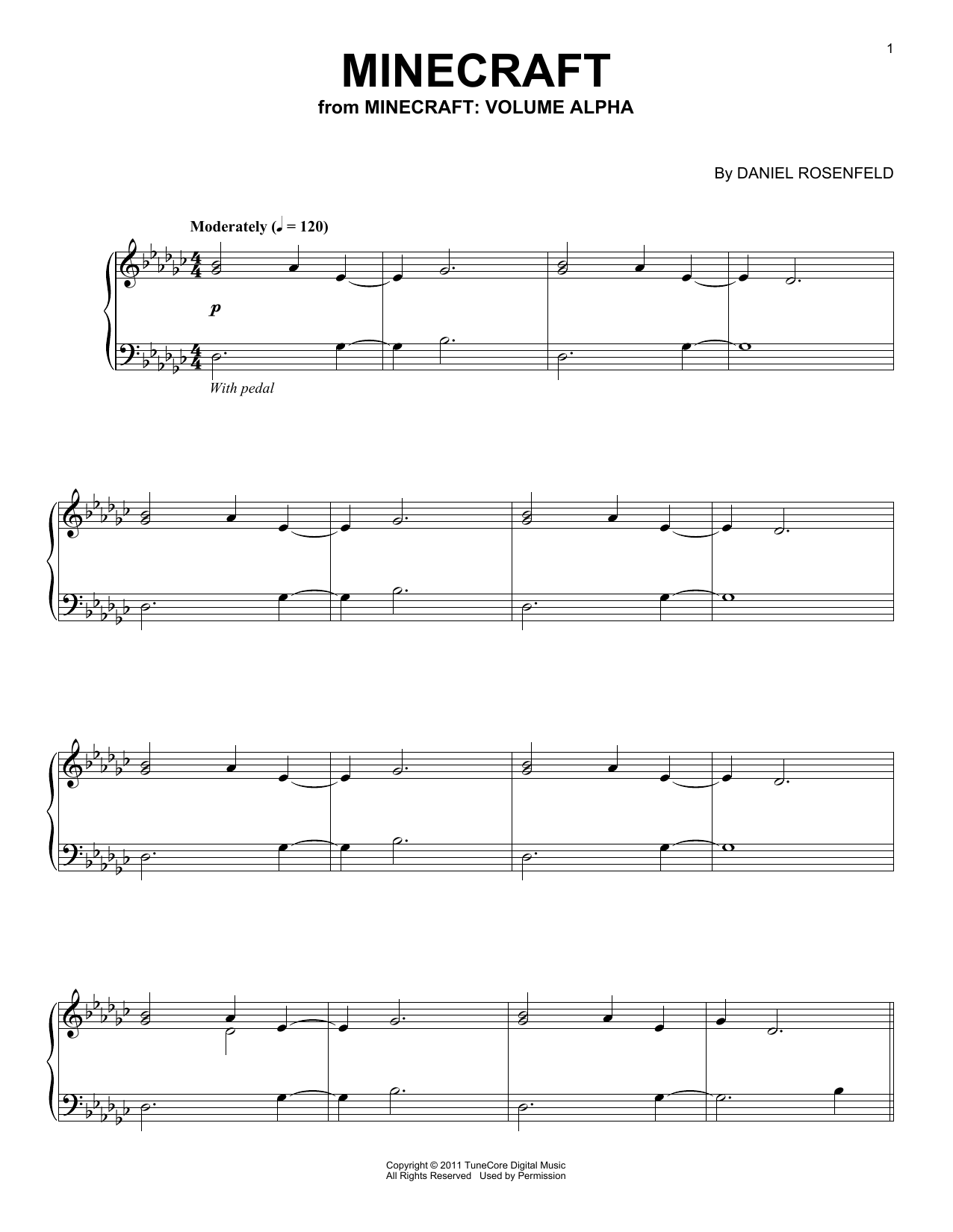 C418 Minecraft (from Minecraft) Sheet Music Notes & Chords for Easy Piano - Download or Print PDF