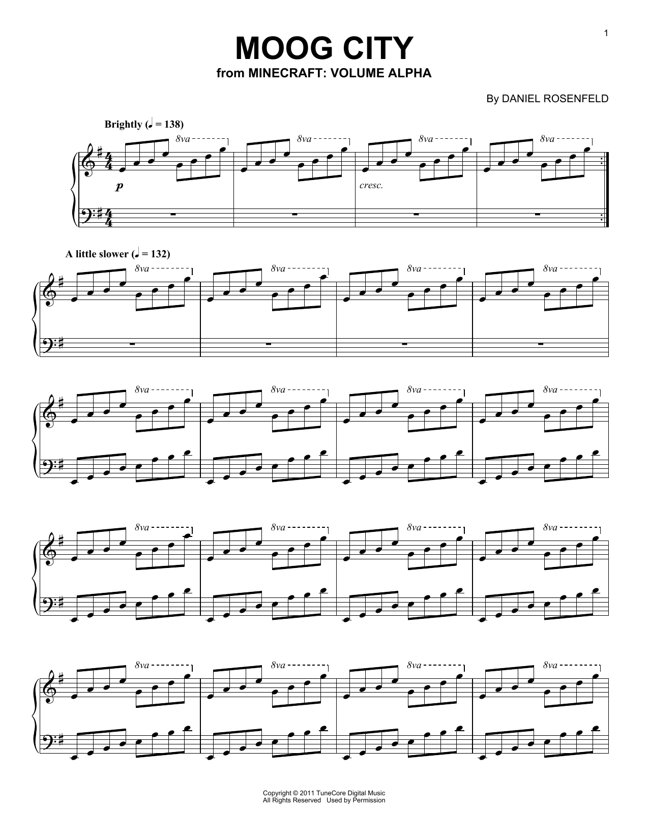 C418 Moog City (from Minecraft) Sheet Music Notes & Chords for Easy Piano - Download or Print PDF