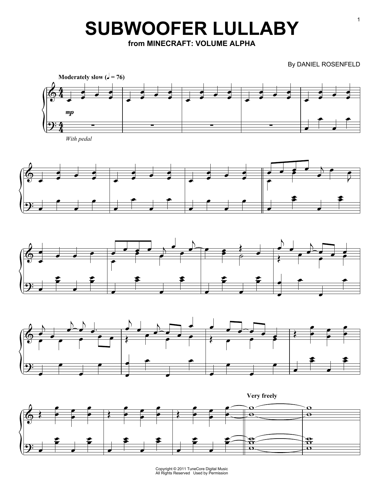 C418 Subwoofer Lullaby (from Minecraft) Sheet Music Notes & Chords for Trumpet Solo - Download or Print PDF