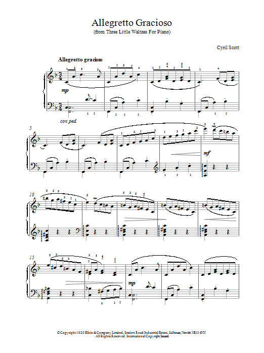 Preview C Scott Allegretto Gracioso Post-1900 sheet music, notes and chords for Piano, SKU: 17904 Allegretto Gracioso sheet music