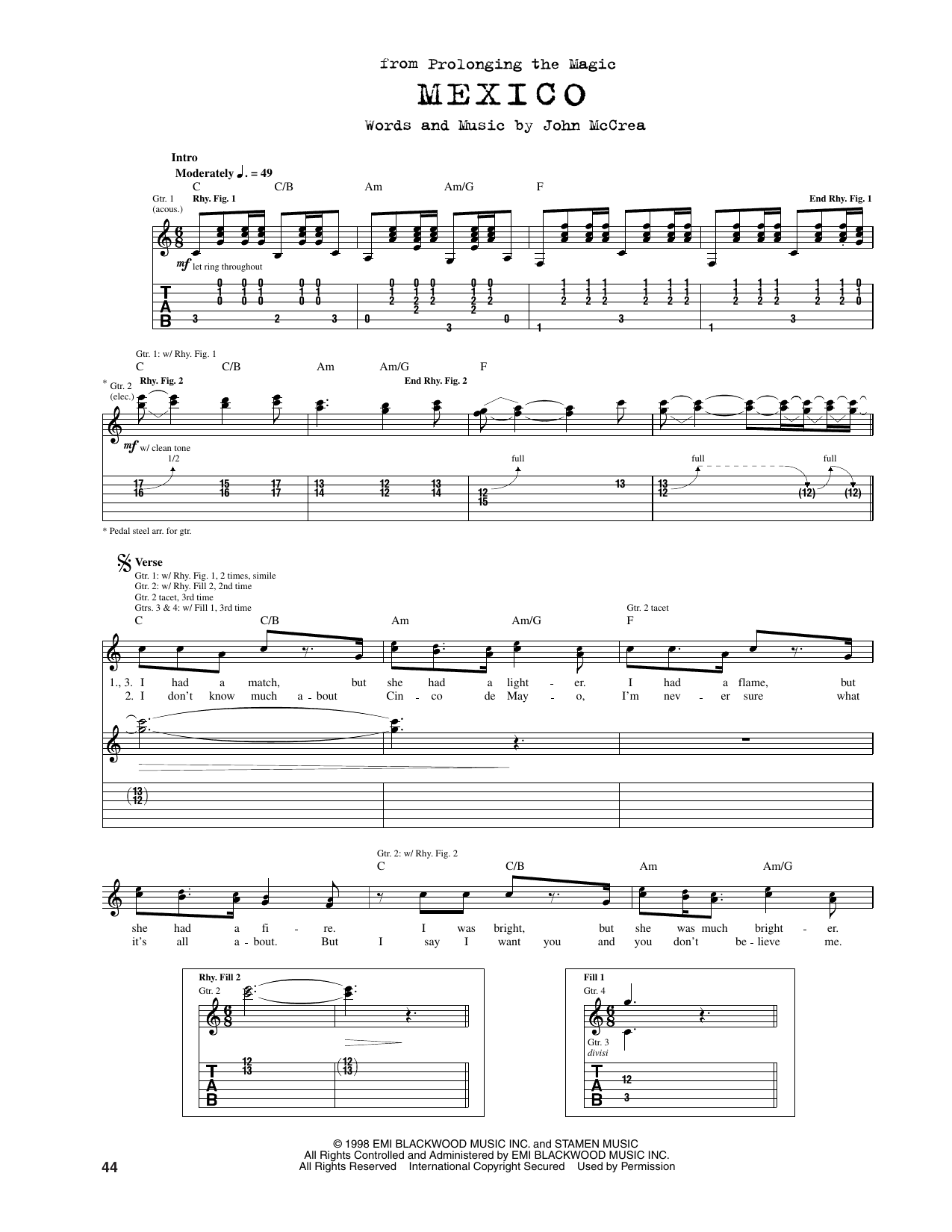Cake Mexico Sheet Music Notes & Chords for Guitar Tab - Download or Print PDF
