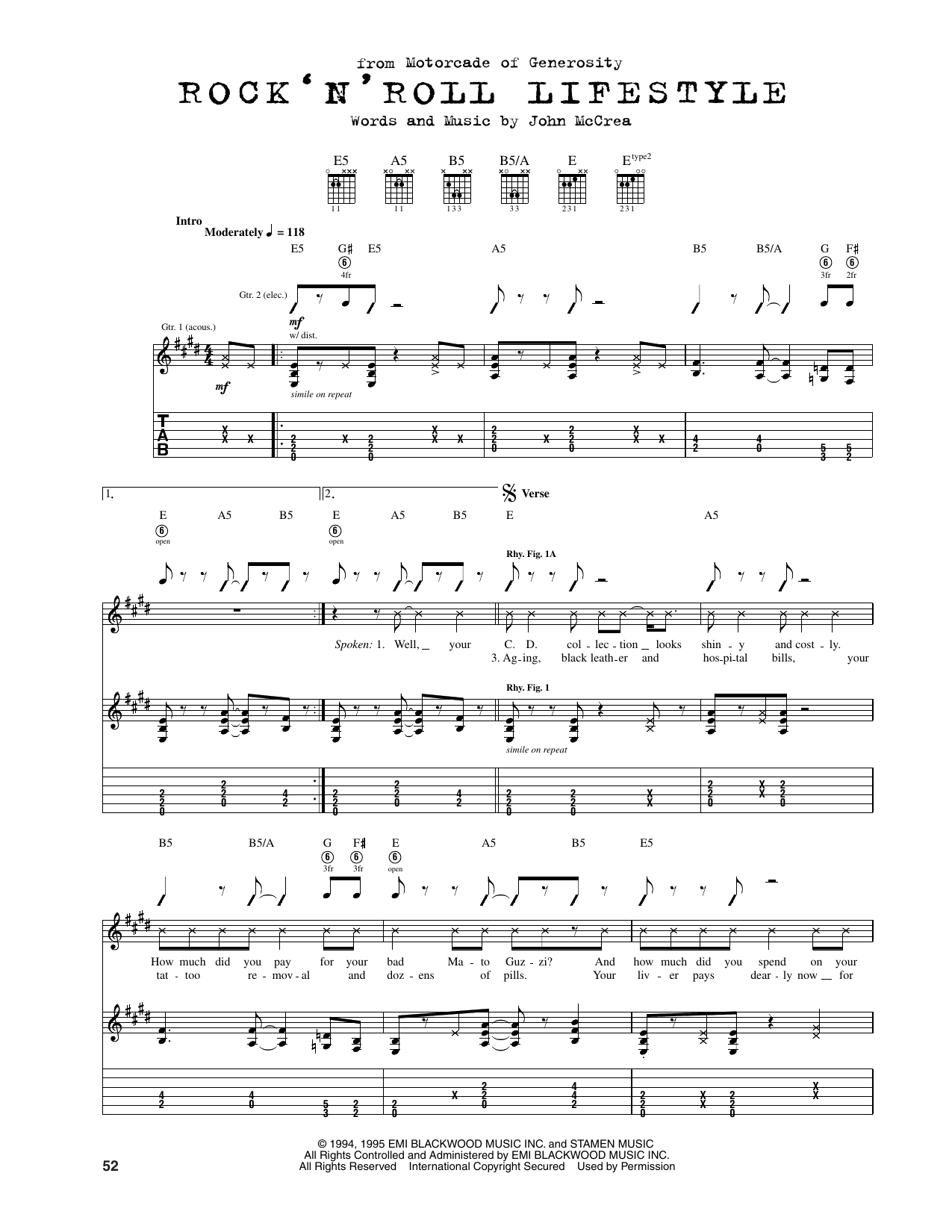 Cake Rock 'N Roll Lifestyle Sheet Music Notes & Chords for Guitar Tab - Download or Print PDF