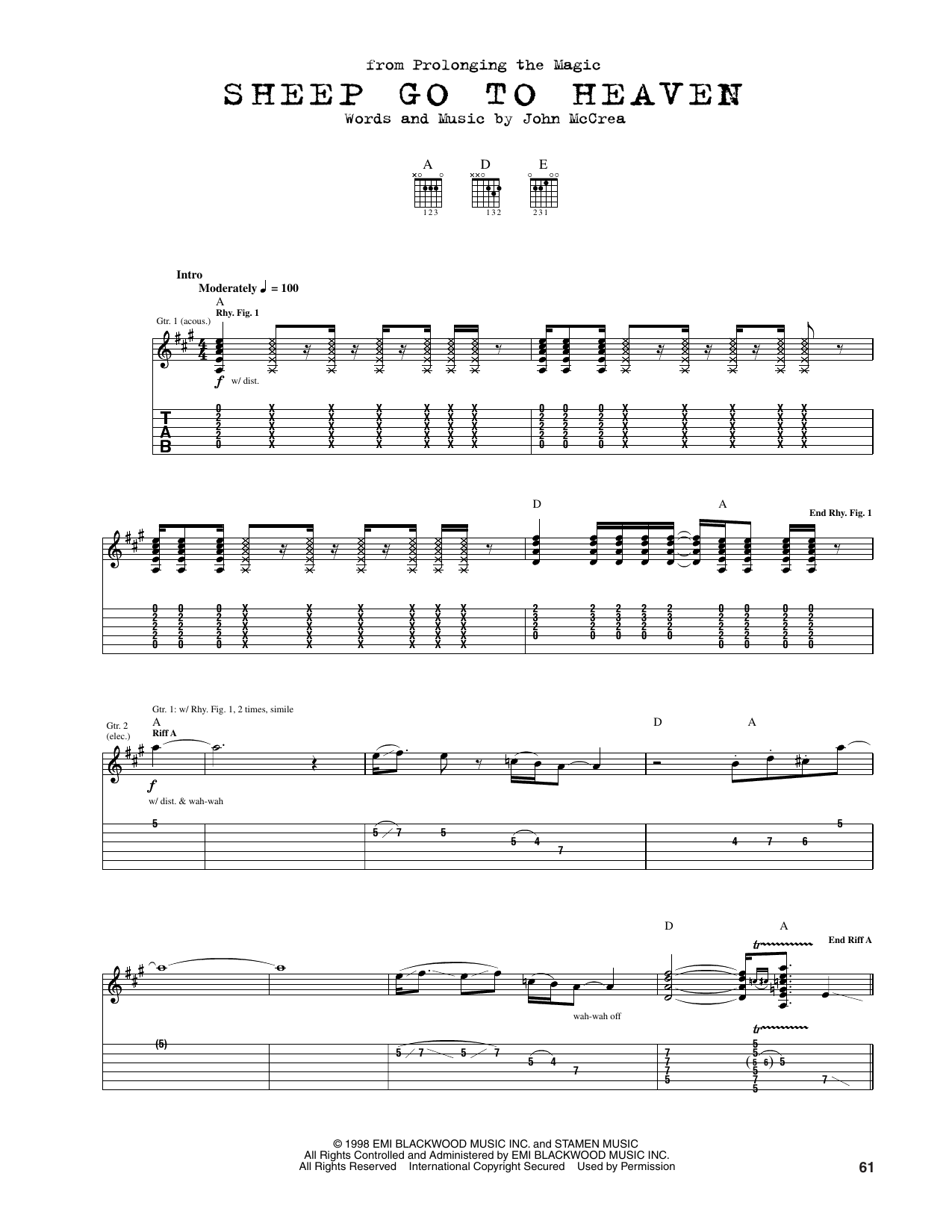 Cake Sheep Go To Heaven Sheet Music Notes & Chords for Guitar Tab - Download or Print PDF