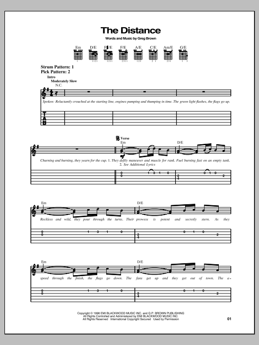 Cake The Distance Sheet Music Notes & Chords for Easy Guitar Tab - Download or Print PDF