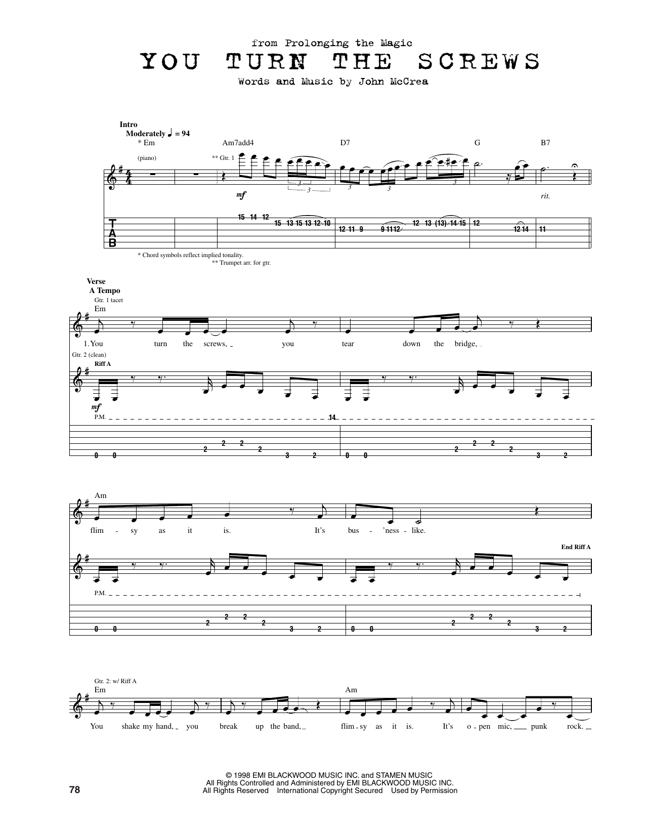 Cake You Turn The Screw Sheet Music Notes & Chords for Guitar Tab - Download or Print PDF