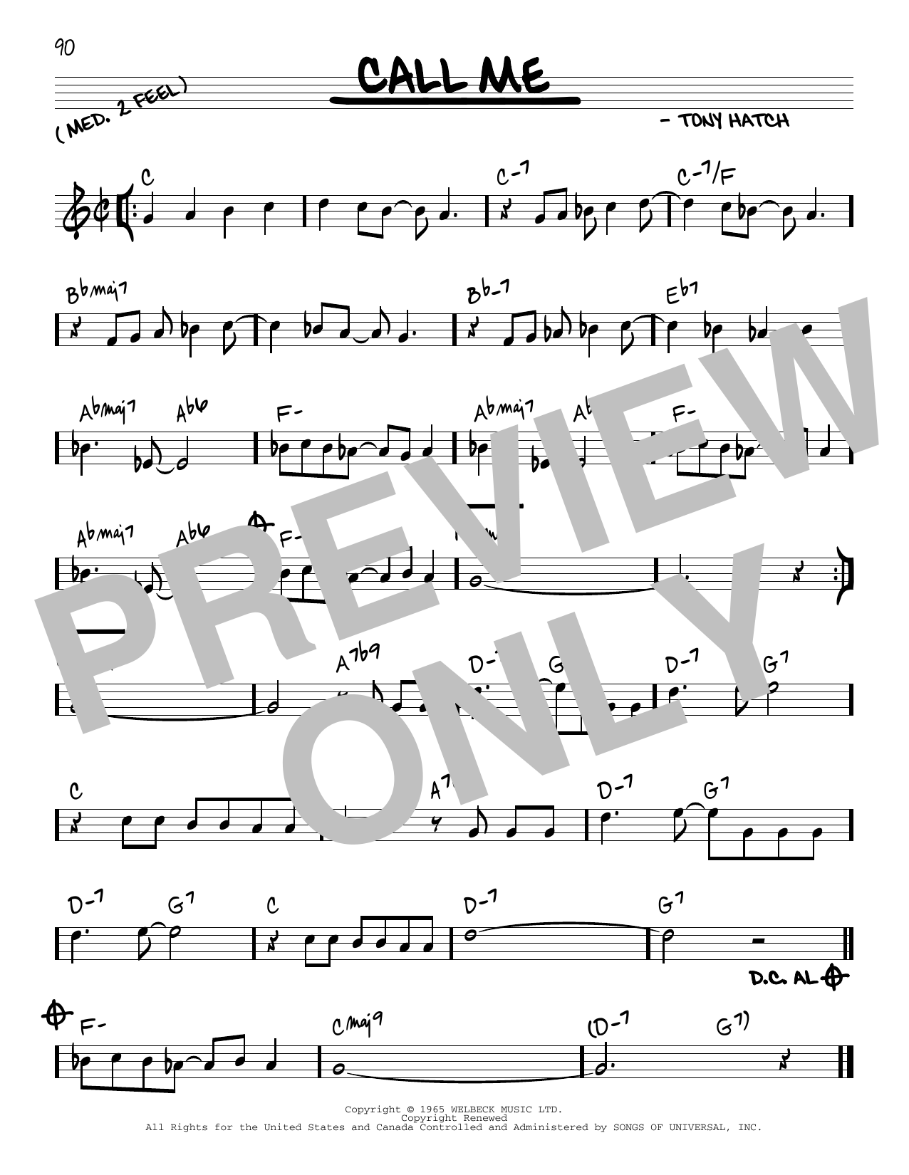 California Chris Montez Call Me Sheet Music Notes & Chords for Real Book – Melody & Chords - Download or Print PDF