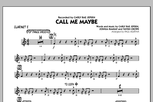 Paul Murtha Call Me Maybe Bb Clarinet 2 Chords Sheet Music