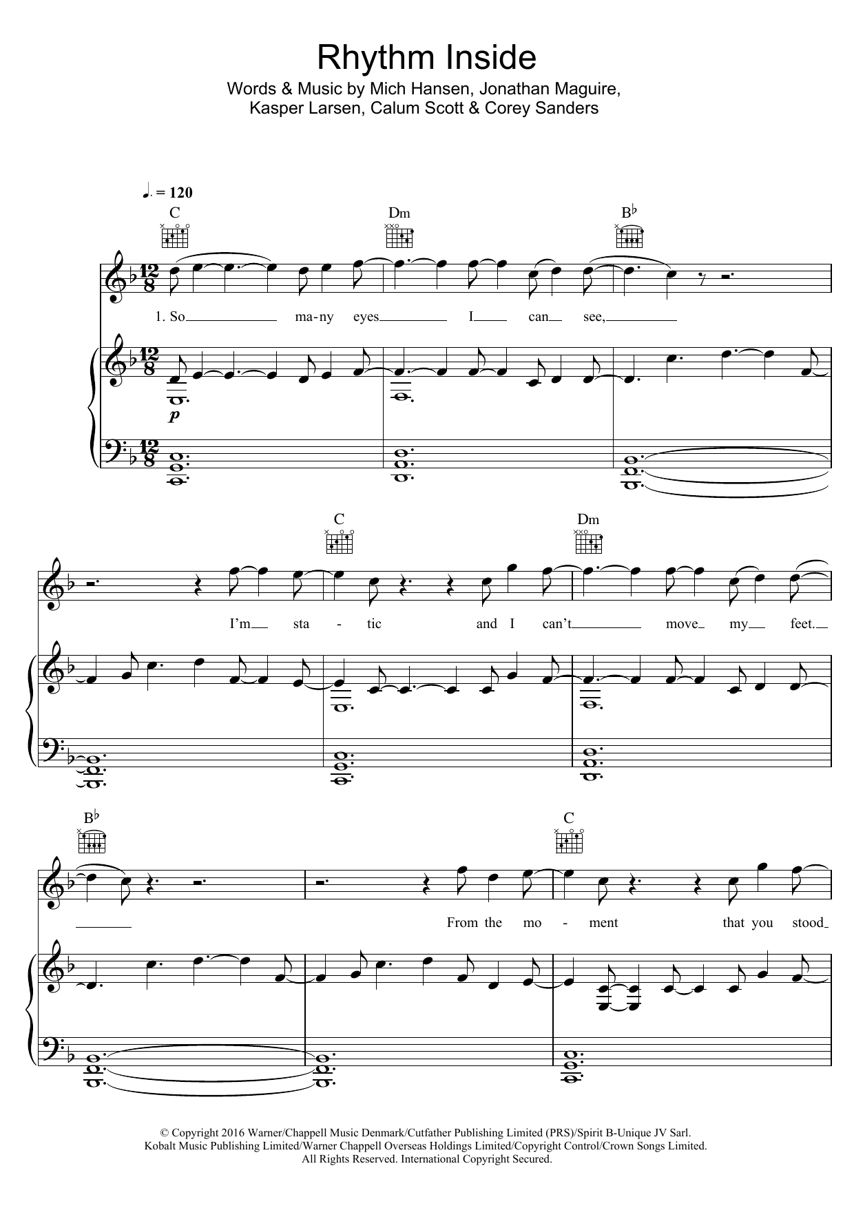 Calum Scott Rhythm Inside Sheet Music Notes & Chords for Piano, Vocal & Guitar (Right-Hand Melody) - Download or Print PDF