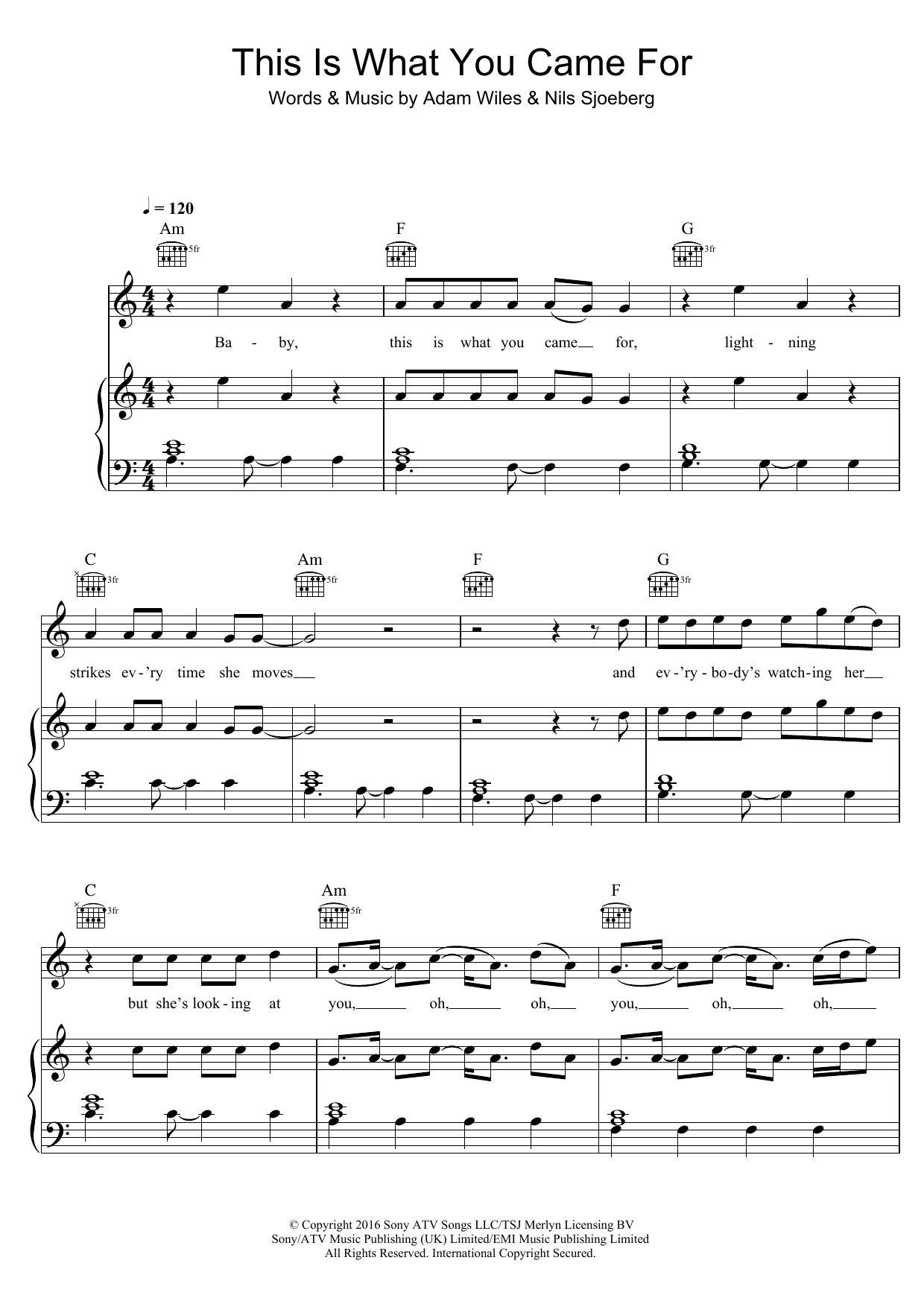 Calvin Harris This Is What You Came For (featuring Rihanna) Sheet Music Notes & Chords for Piano, Vocal & Guitar (Right-Hand Melody) - Download or Print PDF Calvin Harris This Is What You Came For (featuring Rihanna) Sheet Music Notes & Chords for Piano, Vocal & Guitar (Right-Hand Melody) - Download or Print PDF