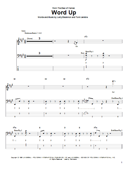 Cameo Word Up Sheet Music Notes & Chords for Drums Transcription - Download or Print PDF