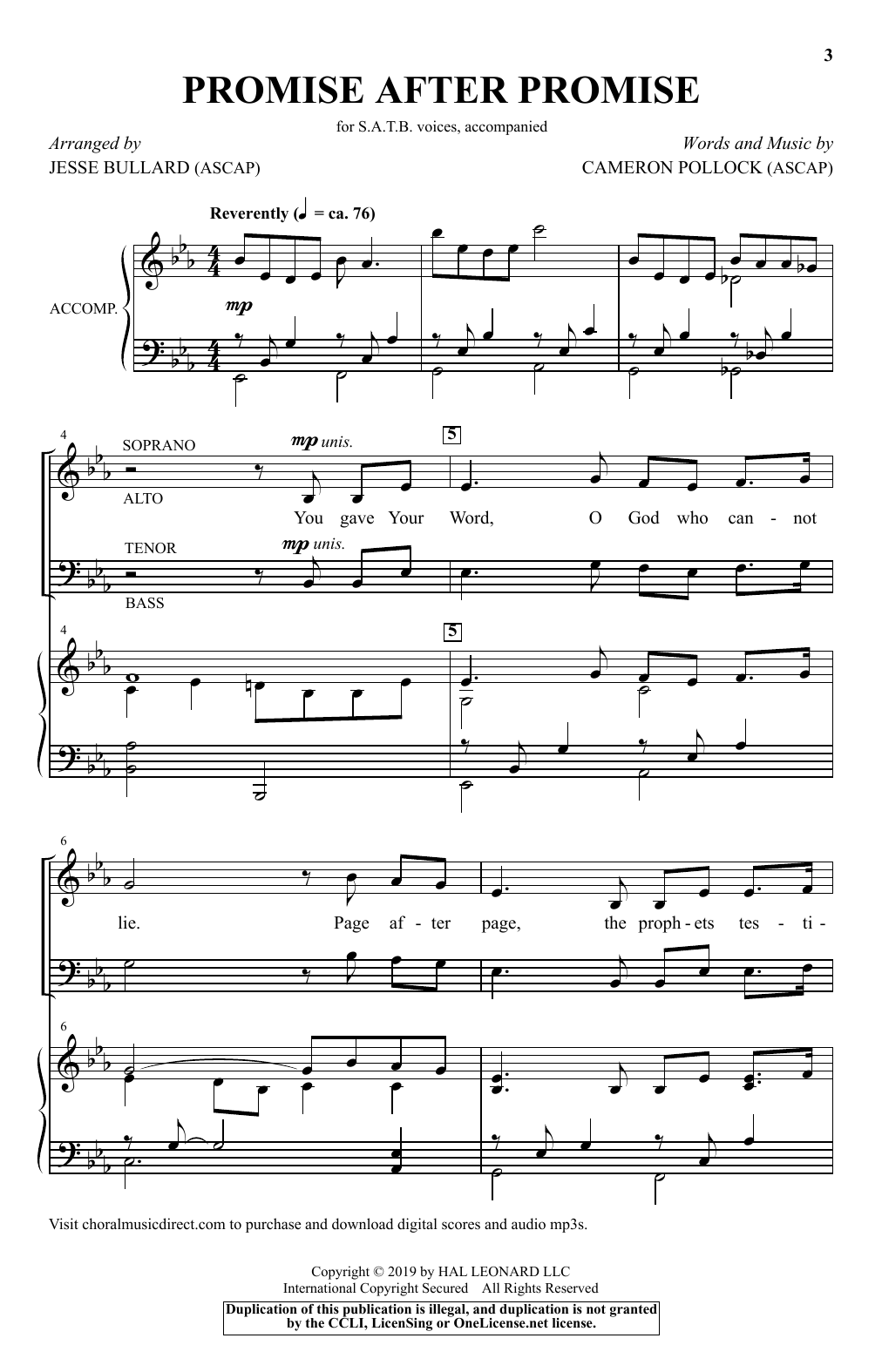 Cameron Pollock Promise After Promise (arr. Jesse Bullard) Sheet Music Notes & Chords for SATB Choir - Download or Print PDF