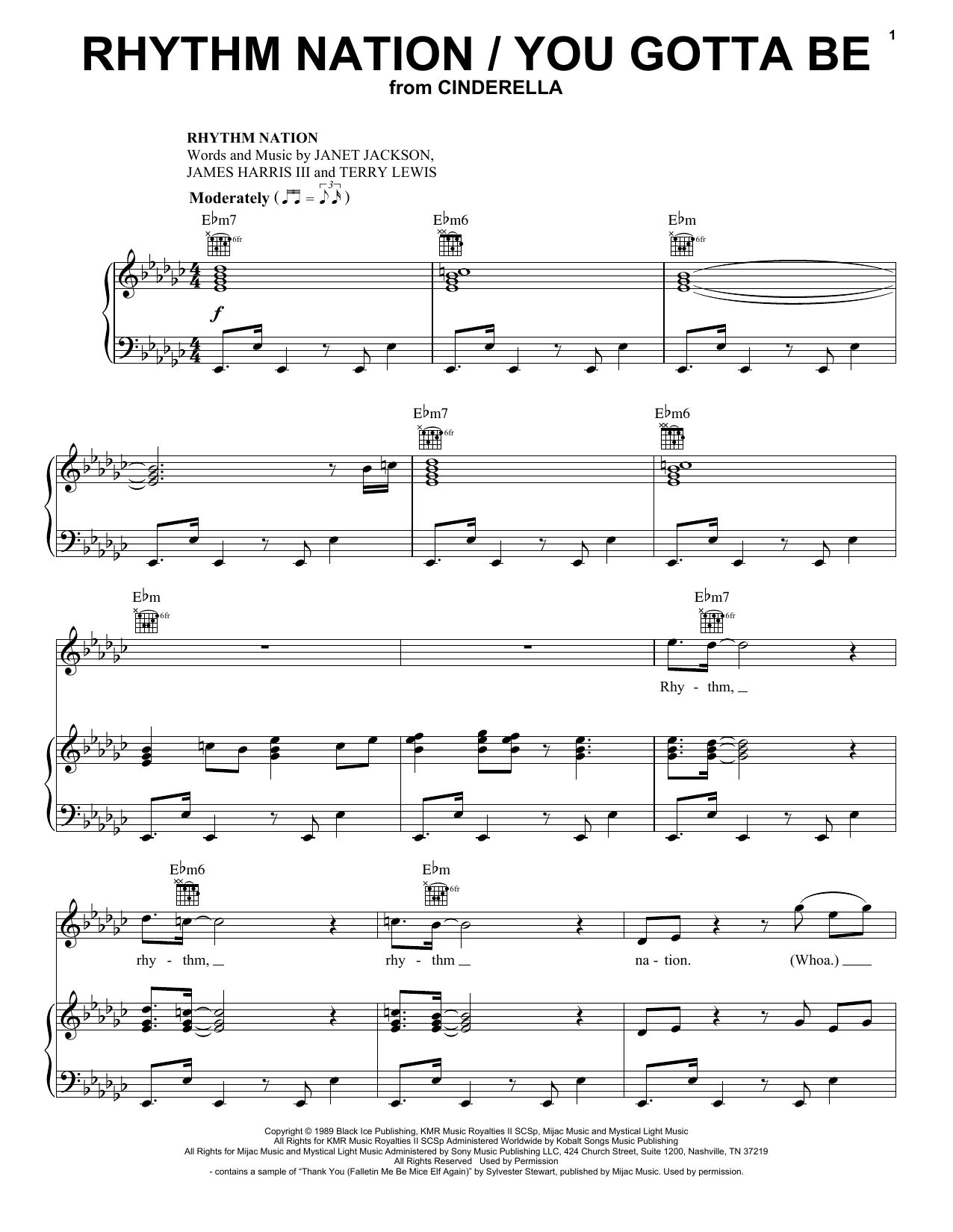Camila Cabello and Idina Menzel Rhythm Nation / You Gotta Be (from the Amazon Original Movie Cinderella) Sheet Music Notes & Chords for Piano, Vocal & Guitar (Right-Hand Melody) - Download or Print PDF