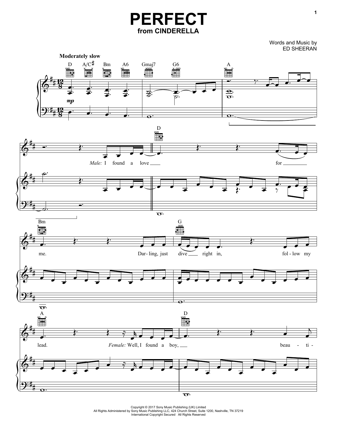 Camila Cabello and Nicholas Galitzine Perfect (from the Amazon Original Movie Cinderella) Sheet Music Notes & Chords for Piano, Vocal & Guitar (Right-Hand Melody) - Download or Print PDF