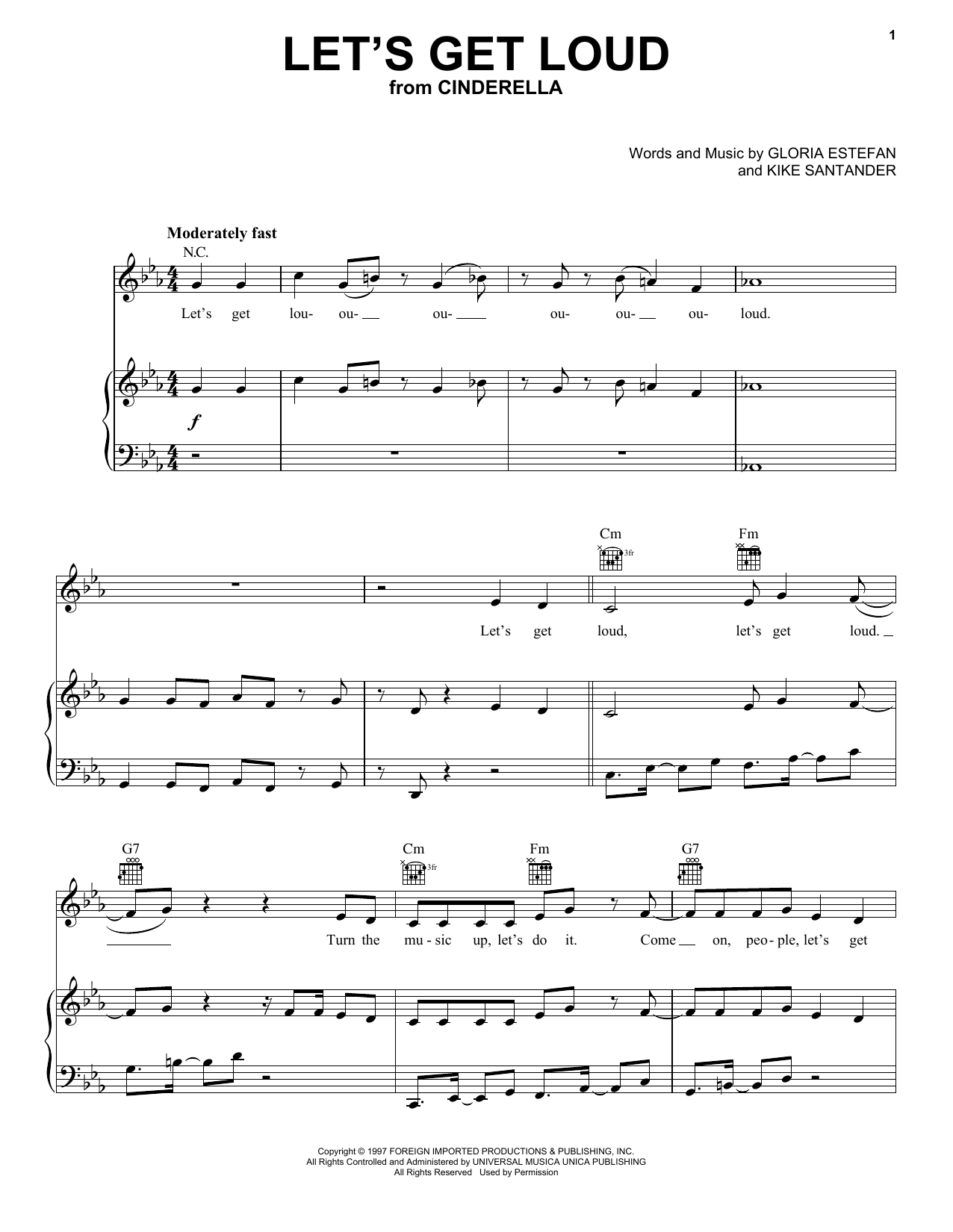 Camila Cabello, Nicholas Galitzine and Idina Menzel Let's Get Loud (from the Amazon Original Movie Cinderella) Sheet Music Notes & Chords for Piano, Vocal & Guitar (Right-Hand Melody) - Download or Print PDF