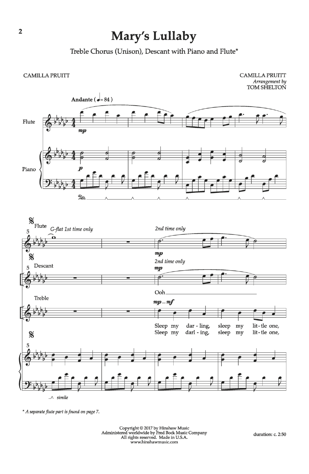 Camilla Pruitt Mary's Lullaby Sheet Music Notes & Chords for Choral - Download or Print PDF