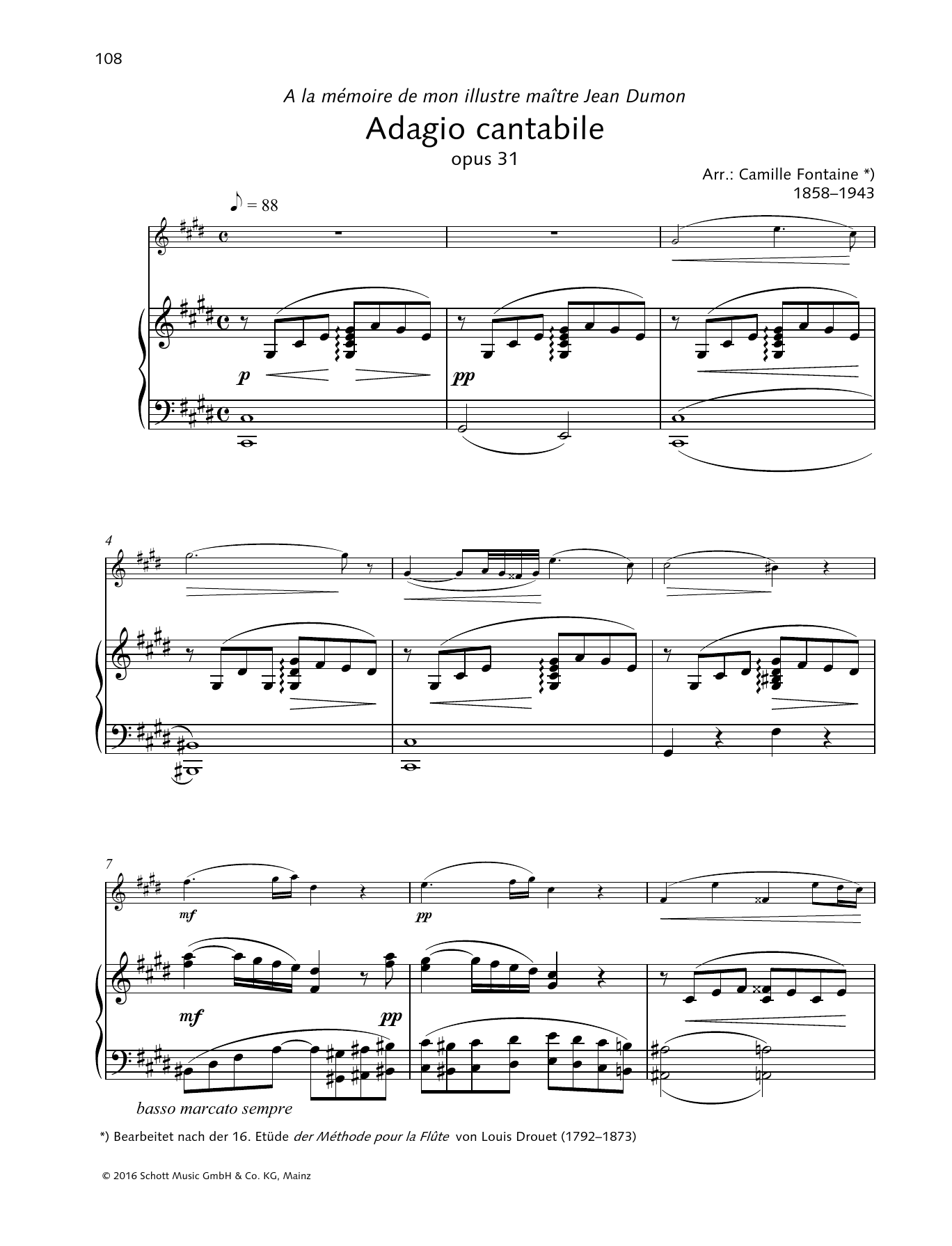 Camille Fontaine Adagio Cantabile Sheet Music Notes & Chords for Woodwind Solo - Download or Print PDF