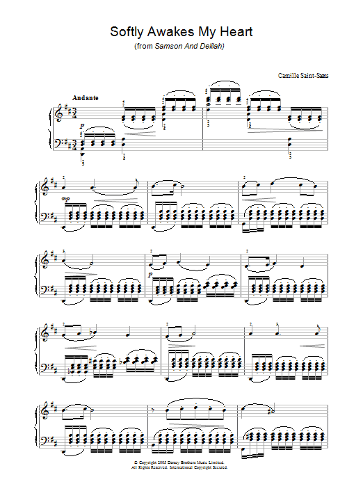 Camille Saint-Saens Softly Awakes My Heart (from Samson And Delilah) Sheet Music Notes & Chords for Piano - Download or Print PDF
