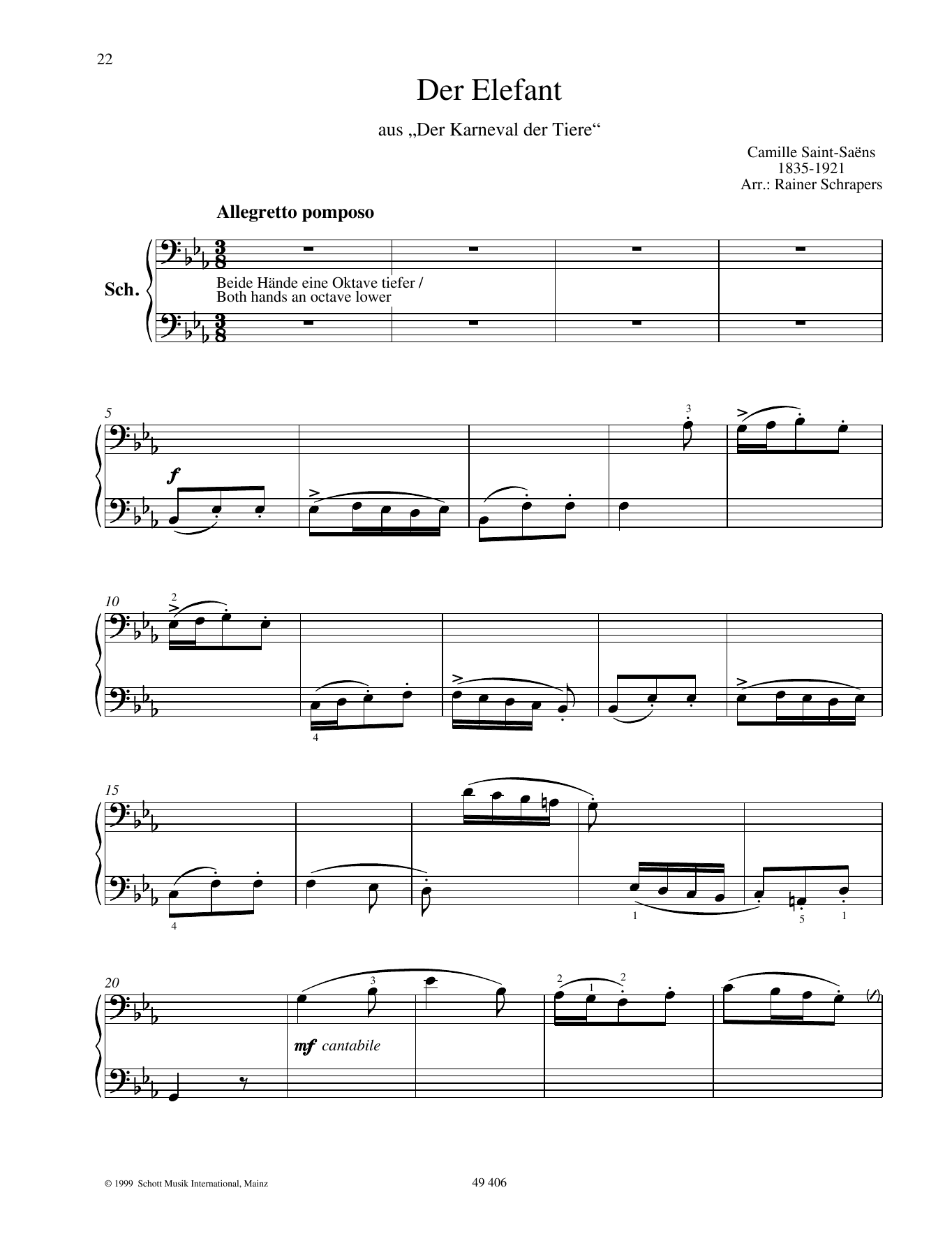 Camille Saint-Saens The Elephant Sheet Music Notes & Chords for Bassoon Solo - Download or Print PDF