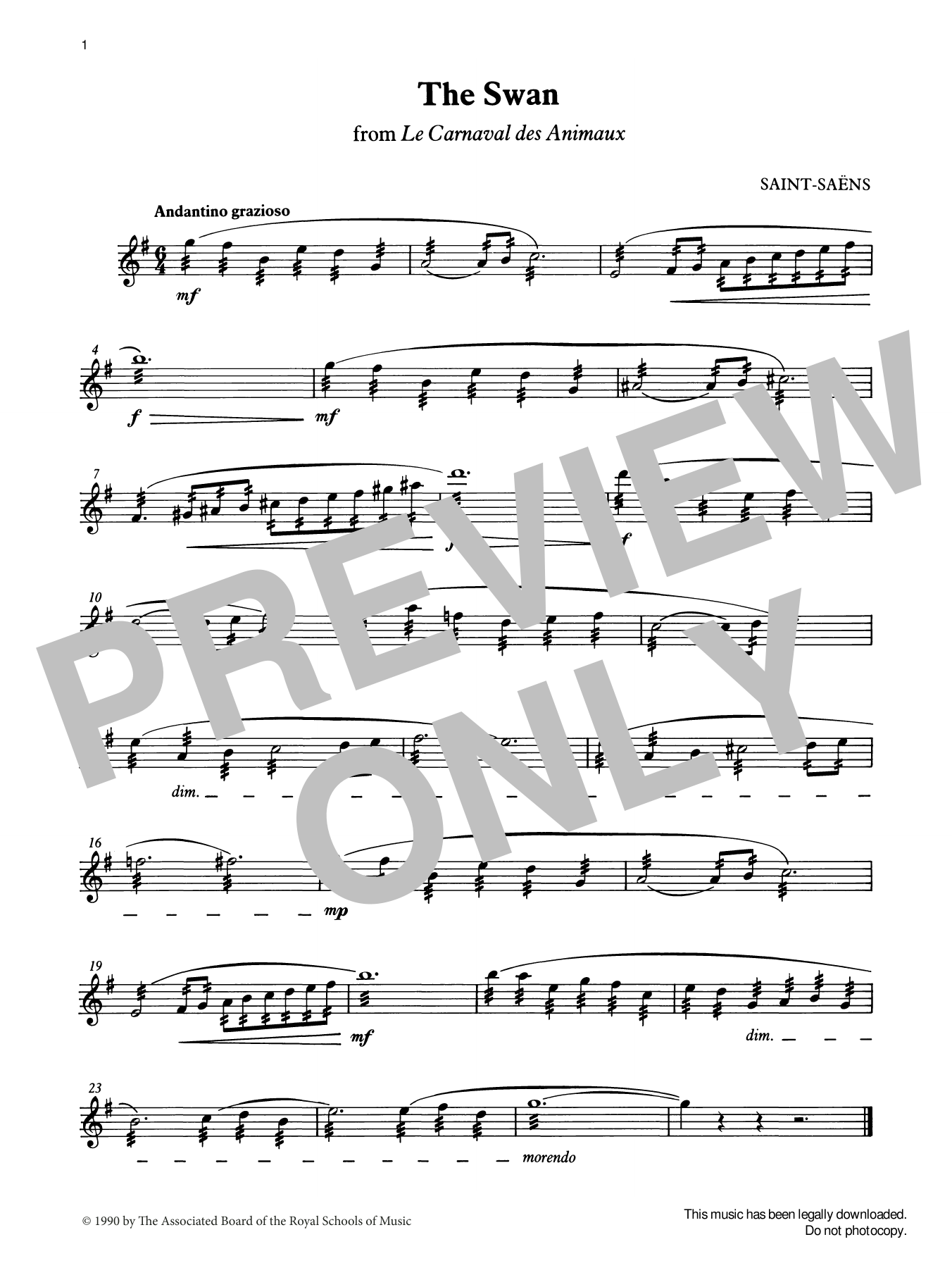 Camille Saint-Saens The Swan from Graded Music for Tuned Percussion, Book III Sheet Music Notes & Chords for Percussion Solo - Download or Print PDF