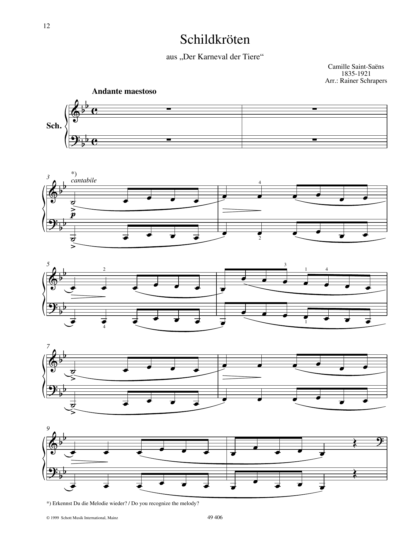 Camille Saint-Saëns Tortoises Sheet Music Notes & Chords for Piano Duet - Download or Print PDF