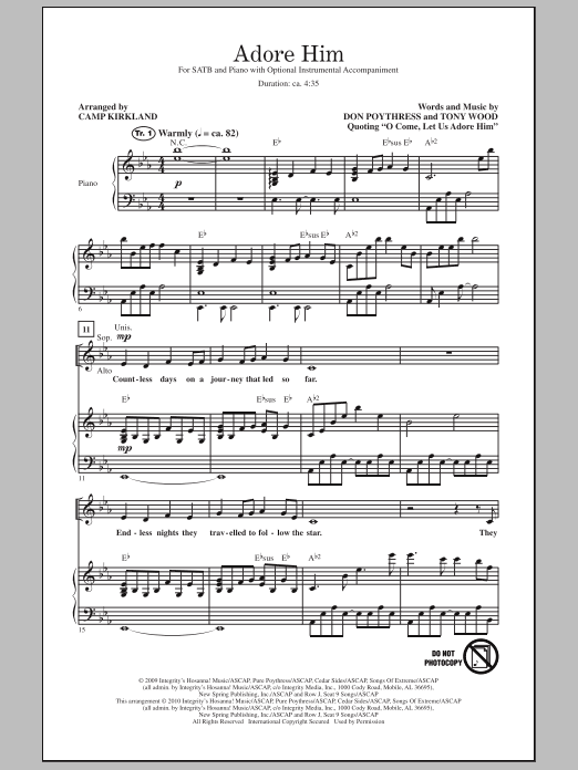 Camp Kirkland Adore Him Sheet Music Notes & Chords for SATB - Download or Print PDF