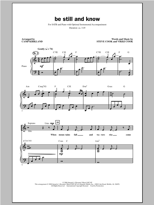 Camp Kirkland Be Still And Know Sheet Music Notes & Chords for SATB - Download or Print PDF