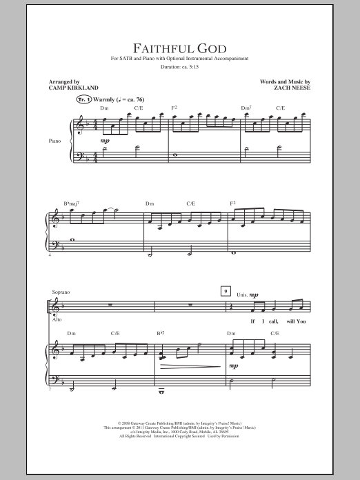 Camp Kirkland Faithful God Sheet Music Notes & Chords for SATB - Download or Print PDF