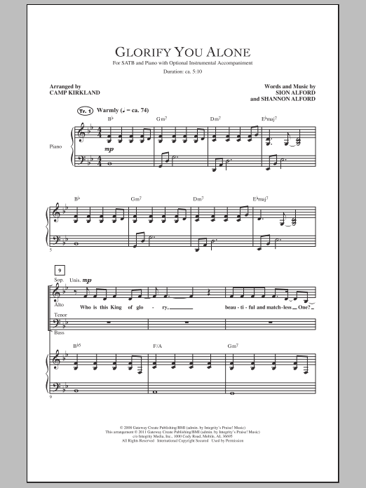 Camp Kirkland Glorify You Alone Sheet Music Notes & Chords for SATB - Download or Print PDF