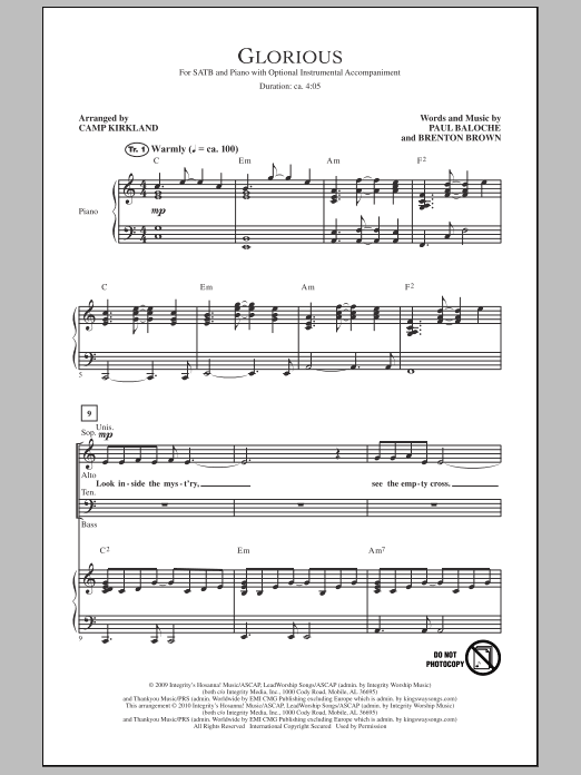 Camp Kirkland Glorious Sheet Music Notes & Chords for SATB - Download or Print PDF