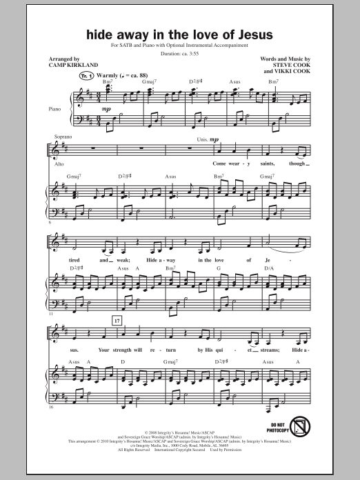Camp Kirkland Hide Away In The Love Of Jesus Sheet Music Notes & Chords for SATB - Download or Print PDF