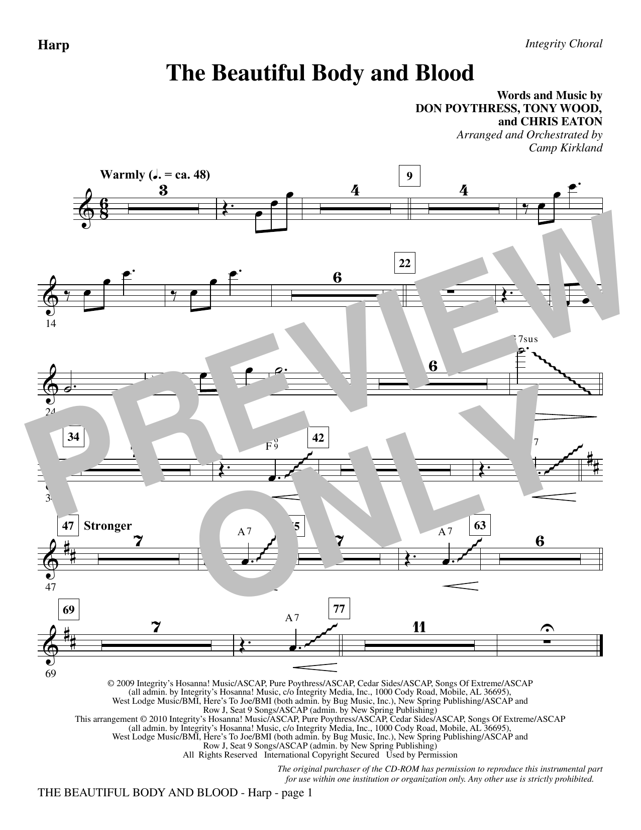 Preview Camp Kirkland The Beautiful Body And Blood - Harp Contemporary sheet music, notes and chords for Choir Instrumental Pak, SKU: 295672 The Beautiful Body And Blood - Harp sheet music