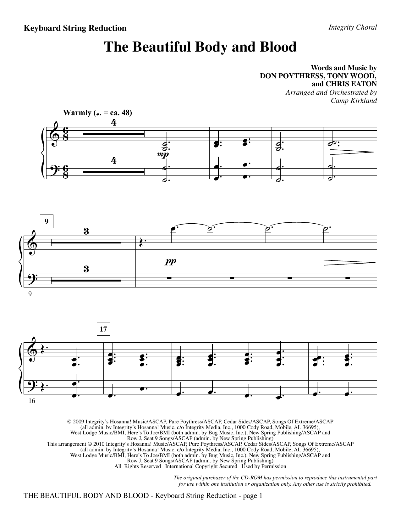 Preview Camp Kirkland The Beautiful Body And Blood - Keyboard String Reduction Contemporary sheet music, notes and chords for Choir Instrumental Pak, SKU: 295682 The Beautiful Body And Blood - Keyboard String Reduction sheet music