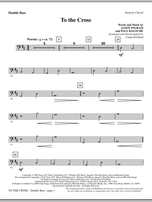 Preview Camp Kirkland To The Cross - Double Bass Contemporary sheet music, notes and chords for Choir Instrumental Pak, SKU: 296261 To The Cross - Double Bass sheet music