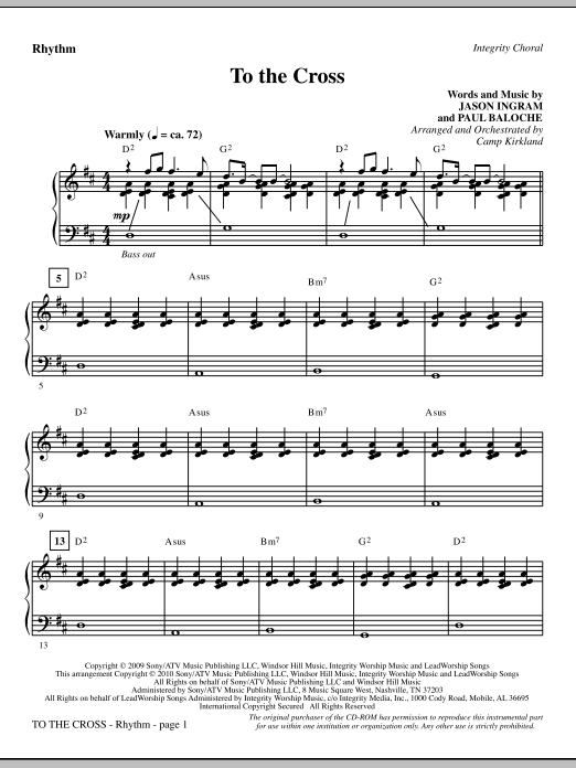 Preview Camp Kirkland To The Cross - Rhythm Sacred sheet music, notes and chords for Choir Instrumental Pak, SKU: 296257 To The Cross - Rhythm sheet music