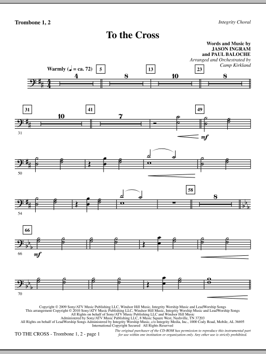 Preview Camp Kirkland To The Cross - Trombone 1 & 2 Contemporary sheet music, notes and chords for Choir Instrumental Pak, SKU: 296252 To The Cross - Trombone 1 & 2 sheet music